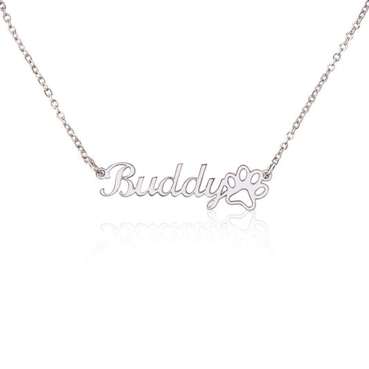 Personalized Paw Print Name Necklace